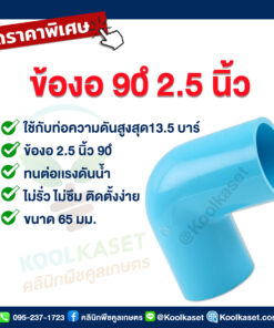 ข้องอ  PVC แบบสวม 2.5 นิ้ว 90 ํ คลินิกพืชคูลเกษตร