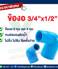 ข้องอ  PVC แบบสวม 6 หุน ลดขนาด 4 หุน คลินิกพืชคูลเกษตร