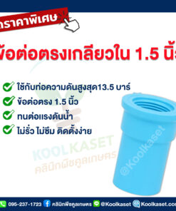 ท่อต่อตรง PVC แบบเกลียวใน 1.5 นิ้ว คลินิกพืชคูลเกษตร