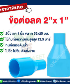 ท่อต่อตรง PVC แบบสวม 2 นิ้ว ลดขนาด 1 นิ้ว คลินิกพืชคูลเกษตร