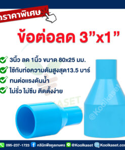 ท่อต่อตรง PVC แบบสวม 3 นิ้ว ลดขนาด 1 นิ้ว คลินิกพืชคูลเกษตร