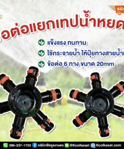 ข้อต่อแยกเทปน้ำหยด 6 ทาง ขนาด 6 หุน คลินิกพืชคูลเกษตร