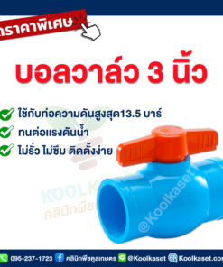 บอลวาล์ว​ PVC วาล์ว​ แบบสวม​ 3 นิ้ว คลินิกพืชคูลเกษตร