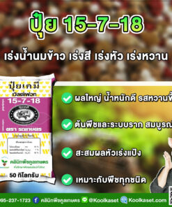 ปุ๋ยสูตร 15-7-18 ตรารถเกษตร บำรุงต้นยางพารา กรีดง่าย เร่งน้ำยาง เต็มสูตร แท้ 100% คูลเกษตร